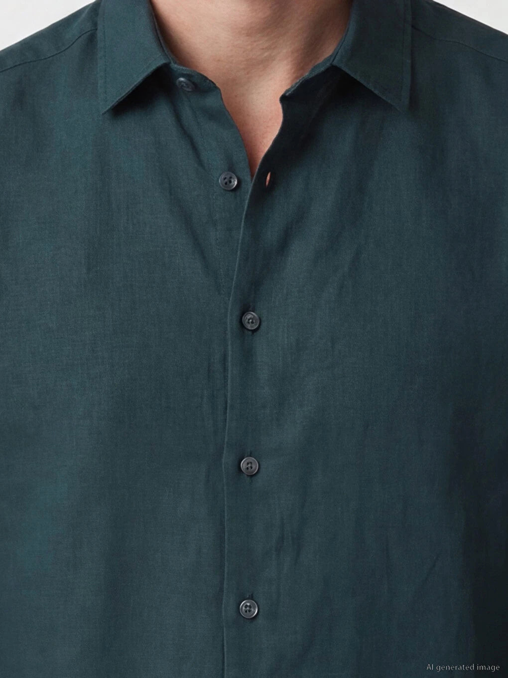 SOUTHBLUE Petrol Regular Fit %100 Keten Erkek Gömlek