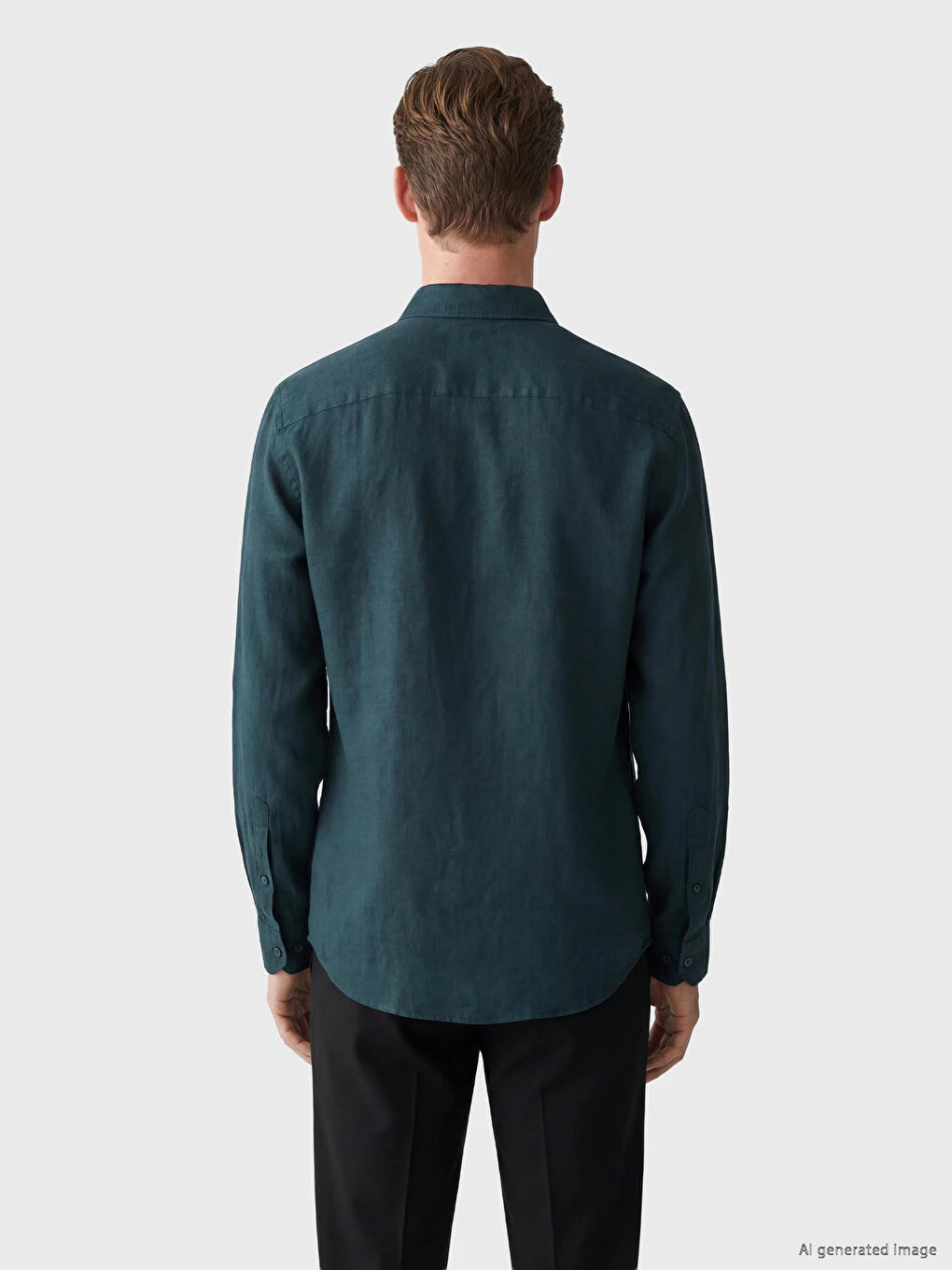 SOUTHBLUE Petrol Regular Fit %100 Keten Erkek Gömlek