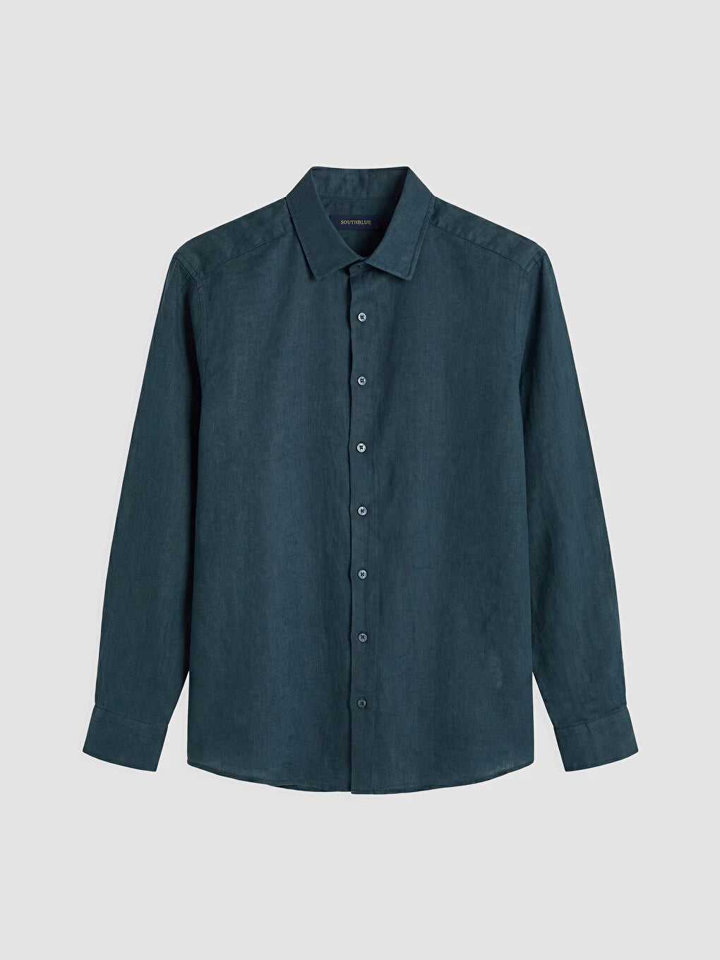 SOUTHBLUE Petrol Regular Fit %100 Keten Erkek Gömlek