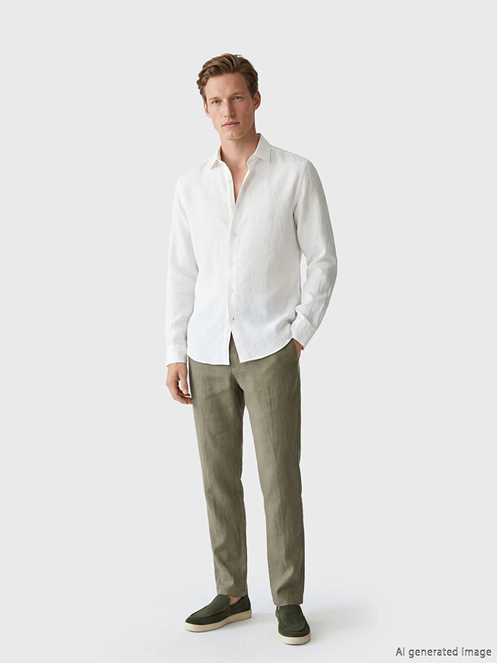SOUTHBLUE Mavi Regular Fit %100 Keten Erkek Gömlek