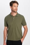 Erkek 3'lü Paket Siyah-Yeşil-Gri Slim Fit Dar Kesim Pamuklu Düz Pike Polo Yaka Tişört